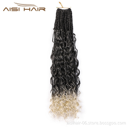 Aisi Hair Afro Curly Ombre Blonde Black Root Synthetic Marly Braiding Hair Extensions Crochet Hairpiece Braids For Black Women